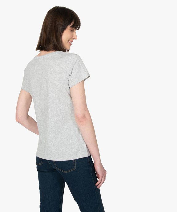 Tee-shirt à manches courtes et col rond femme vue3 - GEMO(FEMME PAP) - GEMO