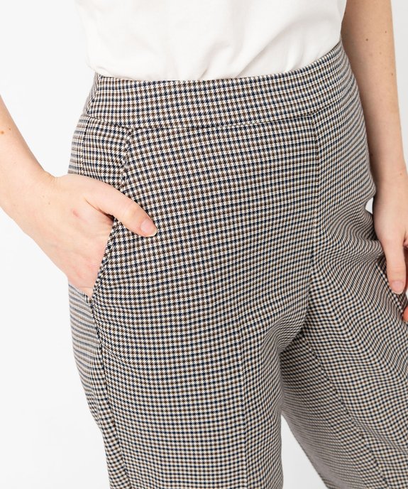 Pantalon cigarette à motif pied-de-poule à plis femme vue2 - GEMO(FEMME PAP) - GEMO