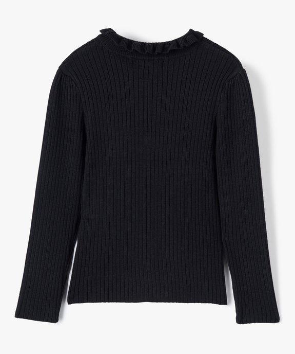 Pull fille en maille côtelée et col montant coupe ajustée vue3 - GEMO (ENFANT) - GEMO