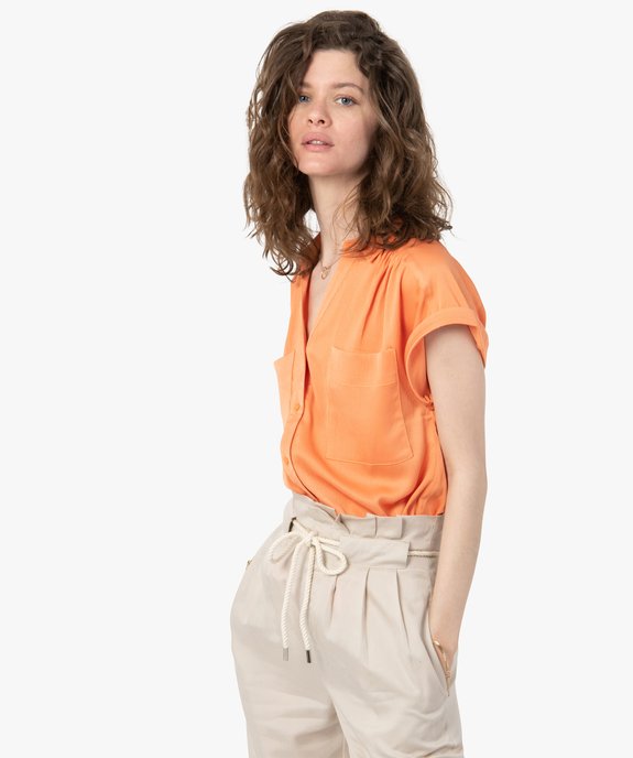 Chemise femme à manches courtes en matière satinée vue1 - GEMO(FEMME PAP) - GEMO