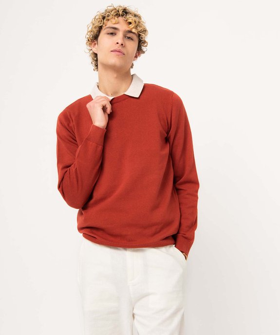 Pull à col rond en coton homme vue2 - GEMO (HOMME) - GEMO