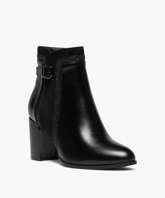 Bottines femme à talon haut avec détails en suédine et à paillettes vue3 - GEMO 4G FEMME - GEMO