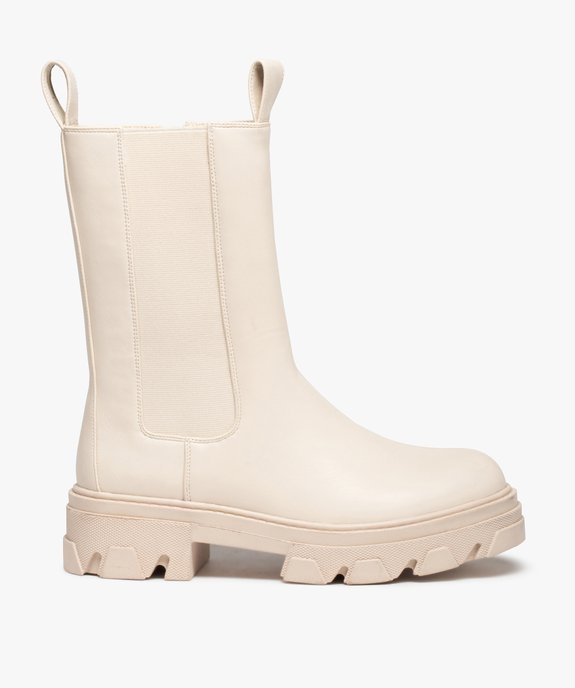 Boots femme Chelsea unies à semelle épaisse et crantée vue1 - GEMO (CASUAL) - GEMO