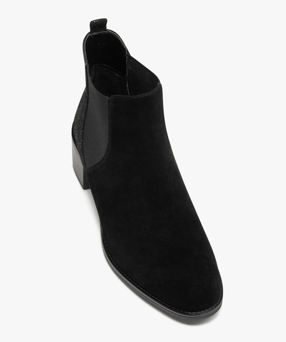 Chelsea boots dessus cuir à petit talon femme vue5 - TANEO - GEMO