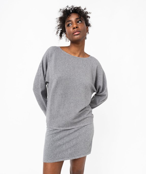 Pull en maille côtelée et manches chauve-souris femme vue2 - GEMO(FEMME PAP) - GEMO