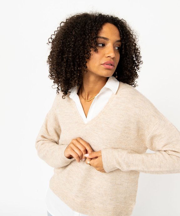 Pull 2 en 1 avec chemise femme vue2 - GEMO(FEMME PAP) - GEMO