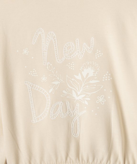 Sweat avec inscription brodée et motifs fleuris fille vue2 - GEMO 4G FILLE - GEMO