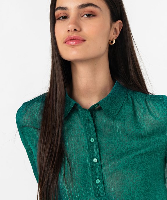 Blouse à manches longues en voile avec fils scintillants femme vue2 - GEMO 4G FEMME - GEMO