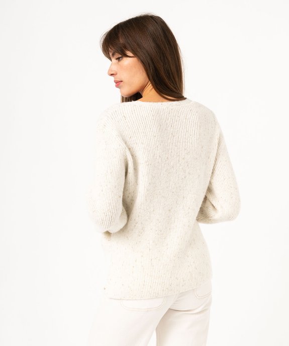 Pull col V en maille pailletée femme vue3 - GEMO(FEMME PAP) - GEMO