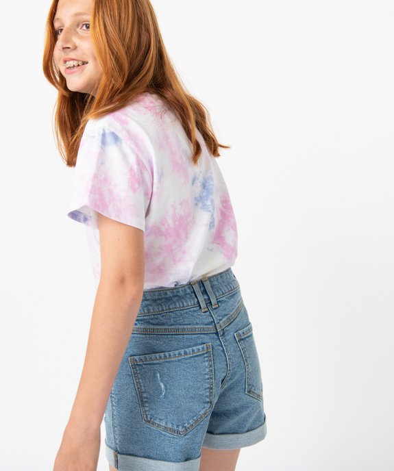 Short en jean fille taille haute en denim patiné vue1 - GEMO (JUNIOR) - GEMO