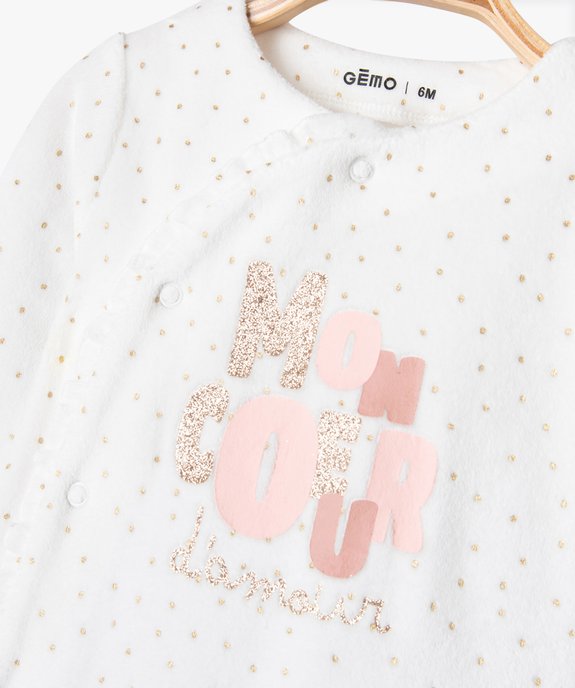 Pyjama en velours avec touches pailletées bébé fille vue2 - GEMO 4G BEBE - GEMO