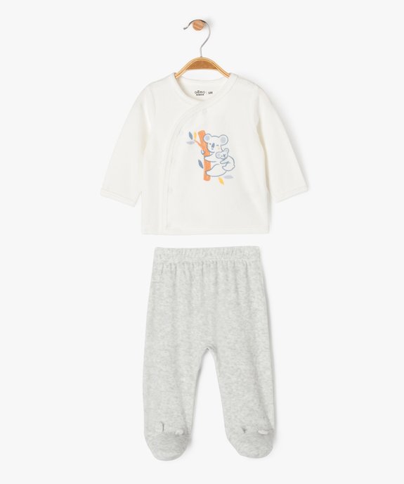 Pyjama en velours 2 pièces avec ouverture devant bébé vue1 - GEMO 4G BEBE - GEMO