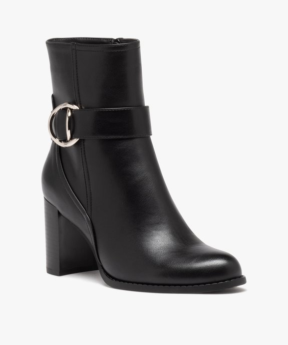 Boots femme unies à talon carré fermeture à zip  vue2 - GEMO(URBAIN) - GEMO