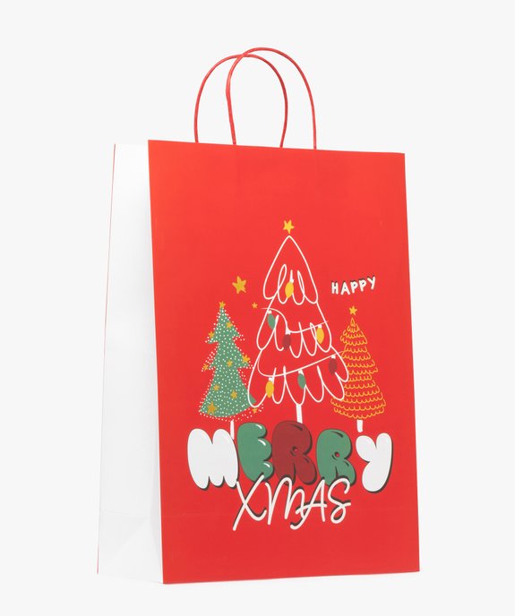 Sac cadeau de Noël motifs sapins de Noël vue1 - GEMO (ACCESS) - GEMO