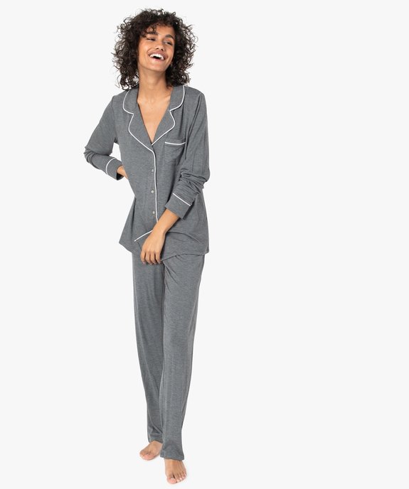 Pyjama deux pièces femme : chemise et pantalon vue1 - GEMO 4G FEMME - GEMO