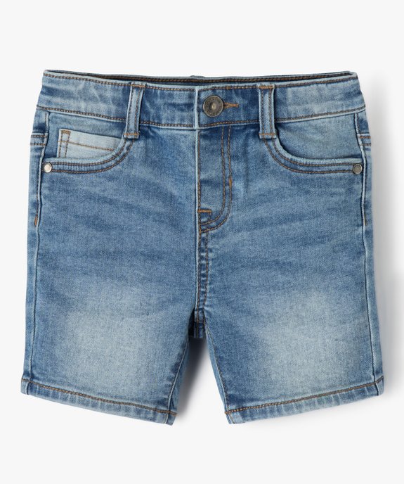 Short bébé garçon en jean délavé vue1 - GEMO 4G BEBE - GEMO