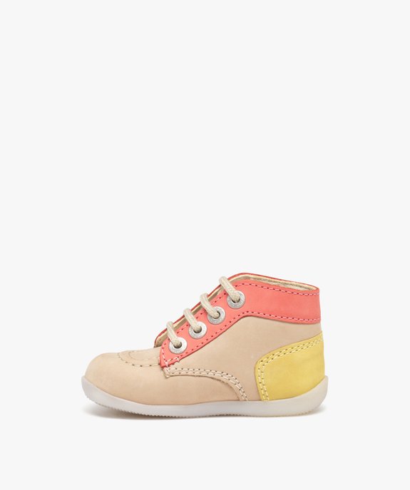 Chaussures premiers pas bébé fille en cuir multicolores - Kickers vue3 - KICKERS - GEMO