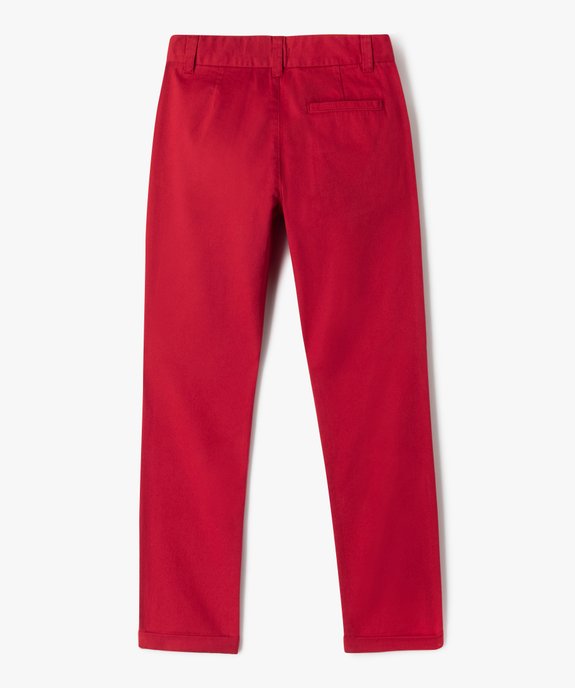 Pantalon chino en coton à revers garçon vue3 - GEMO 4G GARCON - GEMO