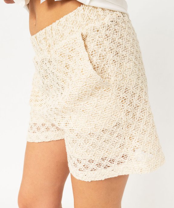 Short ample taille haute en maille ajourée femme vue3 - GEMO(FEMME PAP) - GEMO