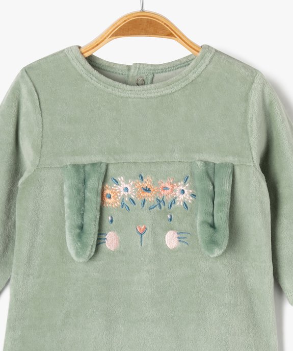 Pyjama en velours motif lapin bébé vue2 - GEMO 4G BEBE - GEMO