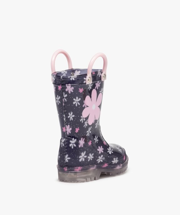 Bottes de pluie bébé fille à anses et semelle lumineuse motif fleuri vue4 - LOVELY WINGS - GEMO