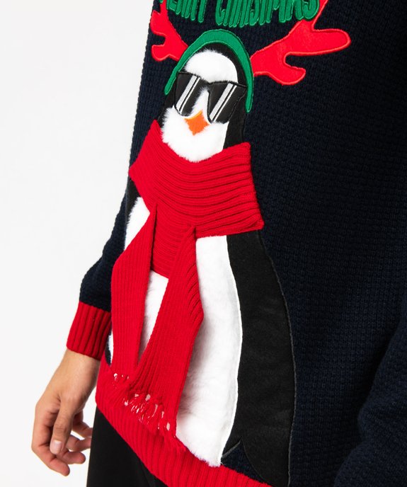 Pull de Noël homme avec motif pingouin vue2 - GEMO (HOMME) - GEMO