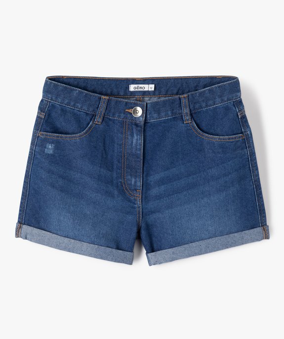 Short en jean fille à revers cousus vue1 - GEMO (JUNIOR) - GEMO