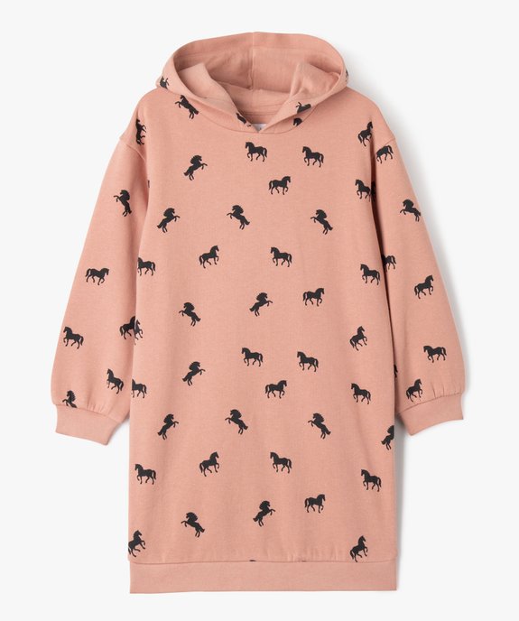 Robe sweat imprimée à capuche fille vue1 - GEMO 4G FILLE - GEMO