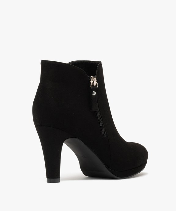 Bottines femme à talon en suédine et à zip vue5 - GEMO 4G FEMME - GEMO