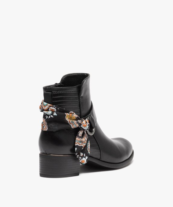 Boots femme unies à petit talon avec bride foulard vue4 - VALENTINA BALDANO - GEMO