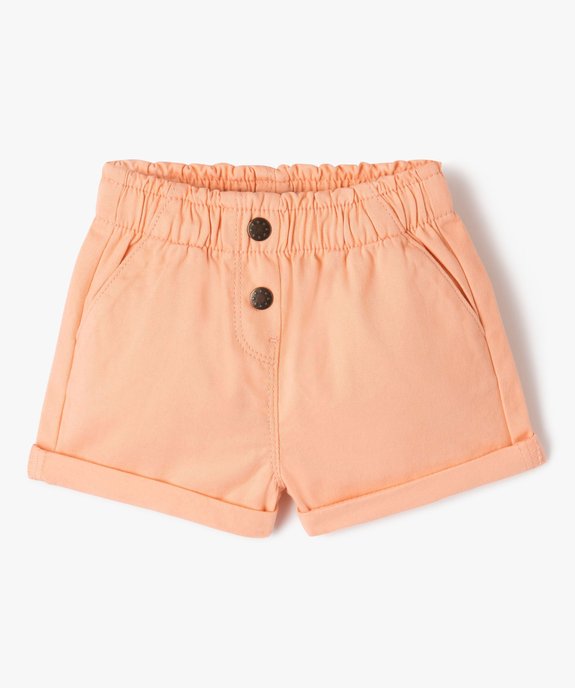 Short uni avec ceinture élastiquée bébé fille vue1 - GEMO 4G BEBE - GEMO