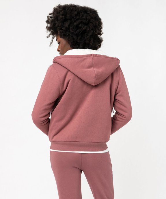 Sweat zippé à capuche doublure sherpa femme vue3 - GEMO(FEMME PAP) - GEMO