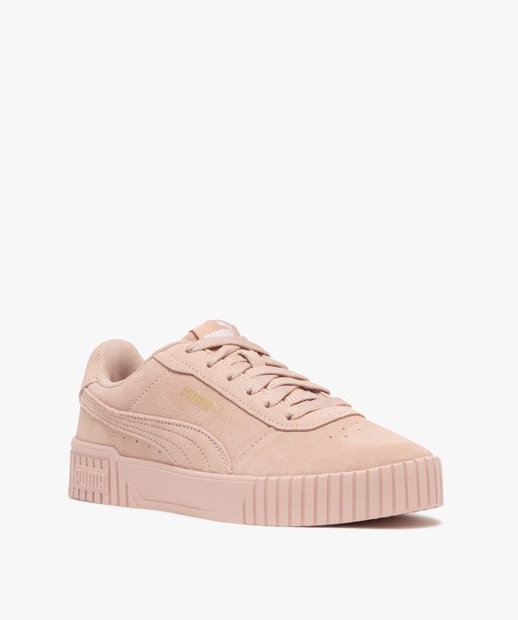 Baskets femme unies dessus en cuir suédé à semelle plateforme rainurée - Puma vue2 - PUMA - GEMO