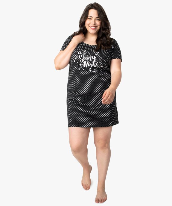 Chemise de nuit à manches courtes avec motifs femme grande taille vue5 - GEMO 4G FEMME - GEMO