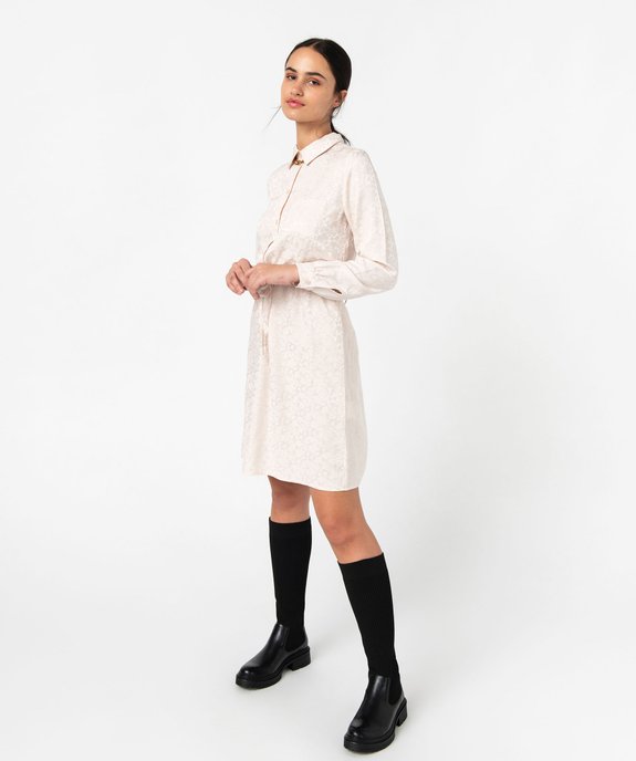 Robe chemise à manches longues en maille satinée femme vue1 - GEMO(FEMME PAP) - GEMO