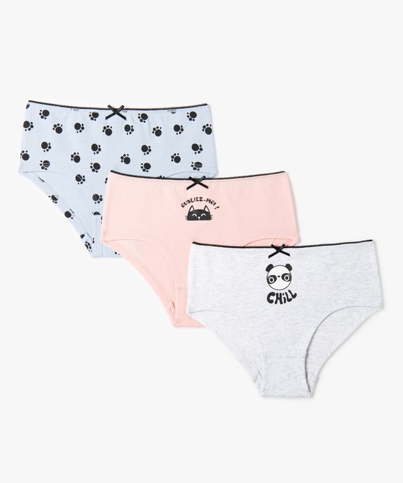 Shorties fille à motifs animaliers en coton biologique stretch (lot de 3) vue1 - GEMO 4G FILLE - GEMO