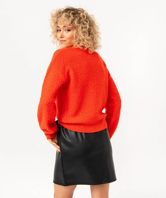 Pull à col rond en maille fantaisie femme vue3 - GEMO(FEMME PAP) - GEMO