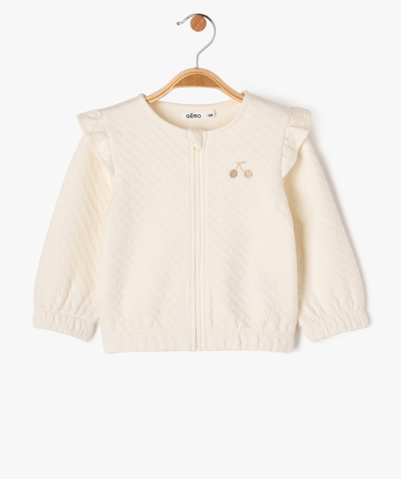 Sweat zippé avec volants sur les épaules bébé fille vue2 - GEMO(BEBE DEBT) - GEMO