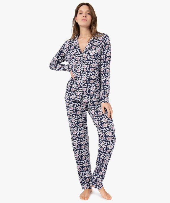 Pyjama deux pièces femme : chemise et pantalon vue1 - GEMO 4G FEMME - GEMO