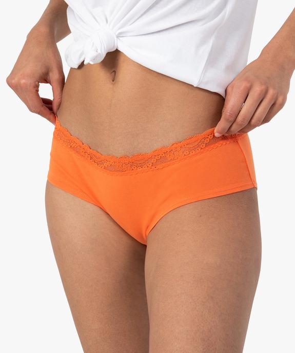 Shorty en coton stretch avec ceinture dentelle femme (lot de 2) vue5 - GEMO 4G FEMME - GEMO