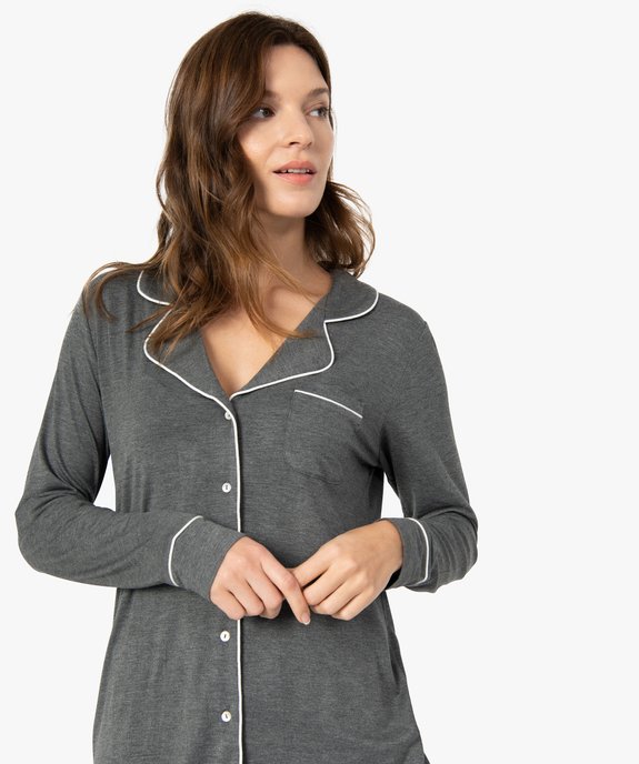 Pyjama deux pièces femme : chemise et pantalon vue2 - GEMO 4G FEMME - GEMO