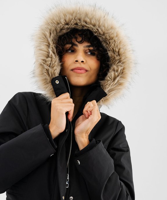 Parka matelassée avec capuche bordée de fourrure imitation femme vue5 - GEMO 4G FEMME - GEMO