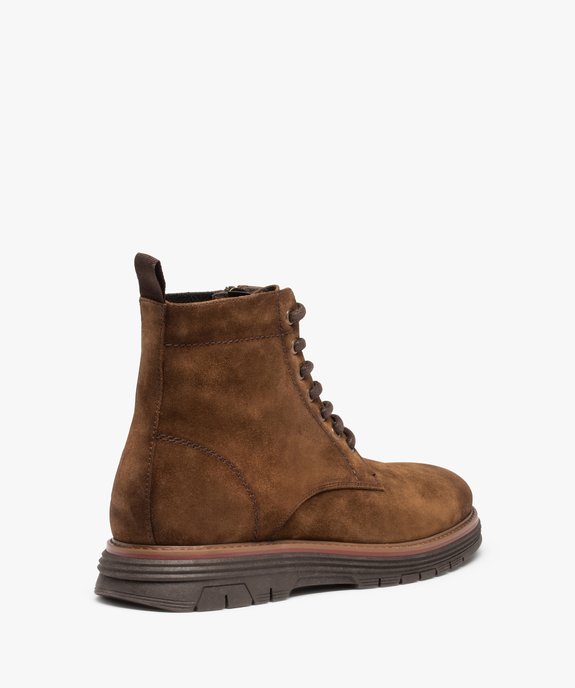 Boots homme unies dessus cuir à lacets - Tanéo  vue5 - TANEO - GEMO