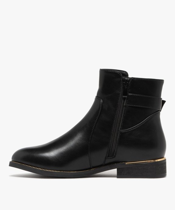 Bottines femme à zip avec semelle à liseré doré bout amande vue3 - GEMO (CASUAL) - GEMO