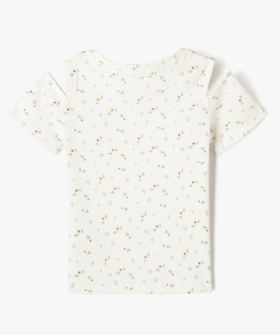 Tee-shirt manches courtes à motifs fleuris avec épaules dénudées fille vue3 - GEMO (ENFANT) - GEMO