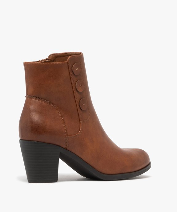 Bottines à talon carrée avec trois boutons fantaisie et à zip vue5 - GEMO 4G FEMME - GEMO