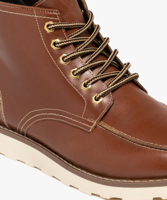 Boots homme casual dessus en cuir à lacets bicolores vue7 - URBAN STEPS - GEMO